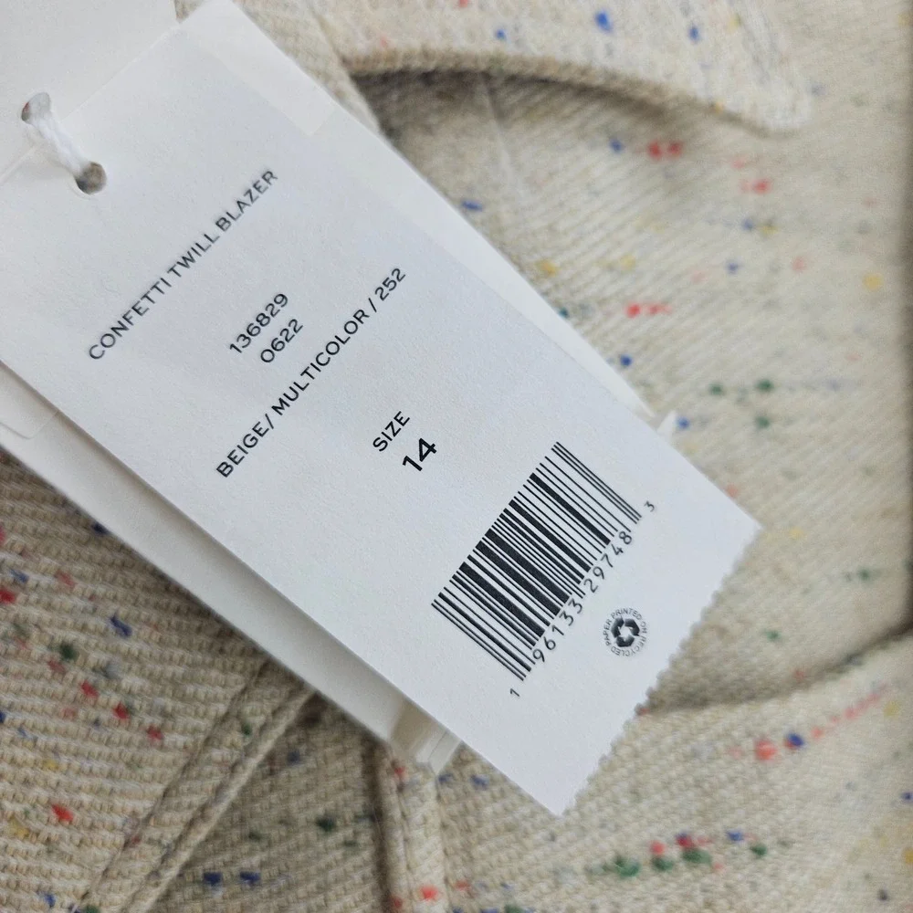 Tory Burch Confetti Twill Tweed Blazer Jacket Beige Double Breasted NWT $998 14